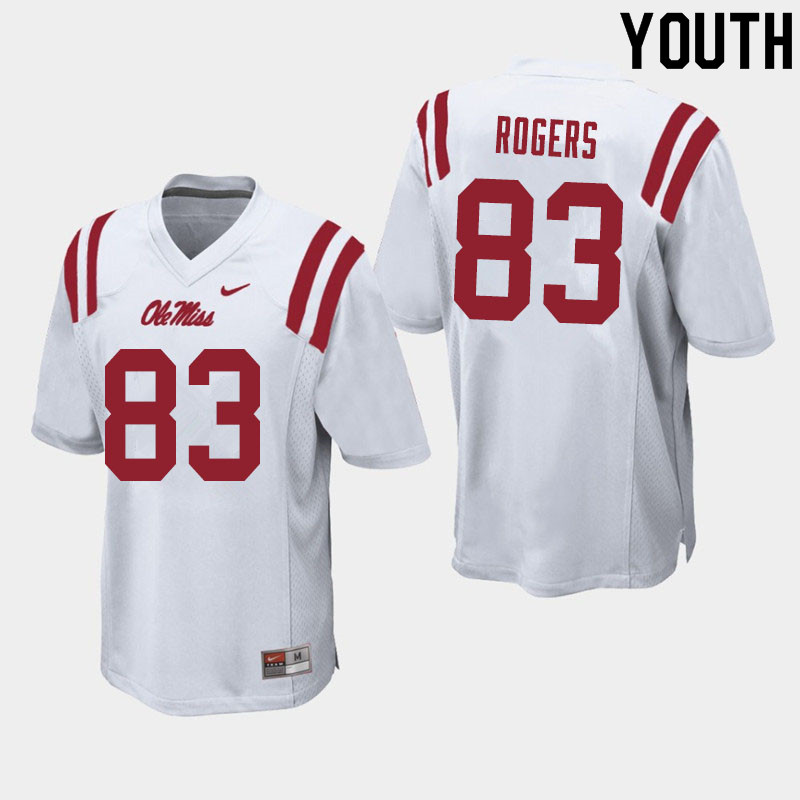 Chase Rogers Ole Miss Rebels NCAA Youth White #83 Stitched Limited College Football Jersey EDB5358OY